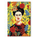 Canvas Art Print Frida Kahlo - Portrait of the Artist on a Yellow Floral Background 152258