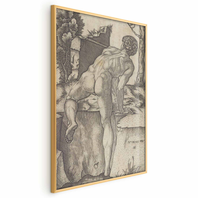 Poster Naked Man Seen From Behind Climbing up River Bank 159958 additionalImage 7