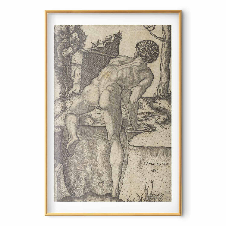 Poster Naked Man Seen From Behind Climbing up River Bank 159958 additionalImage 18