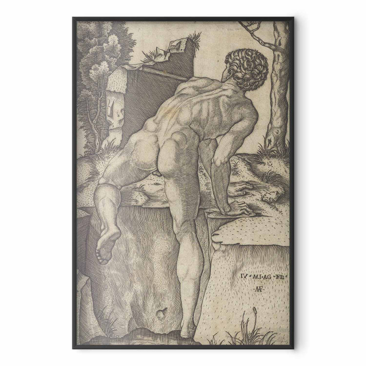 Poster Naked Man Seen From Behind Climbing up River Bank 159958 additionalImage 4