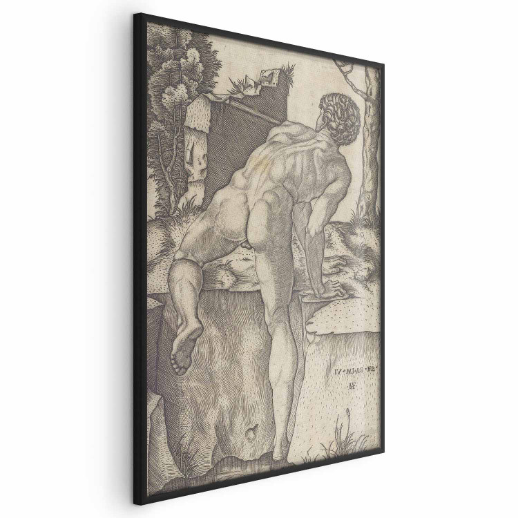 Poster Naked Man Seen From Behind Climbing up River Bank 159958 additionalImage 2