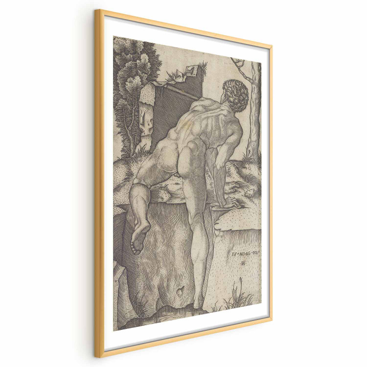 Poster Naked Man Seen From Behind Climbing up River Bank 159958 additionalImage 21