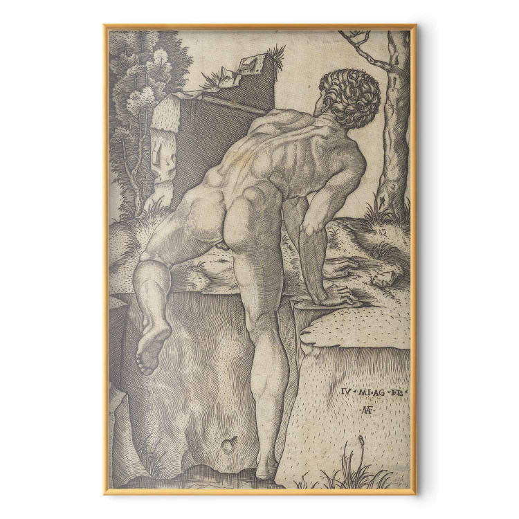 Poster Naked Man Seen From Behind Climbing up River Bank 159958 additionalImage 5