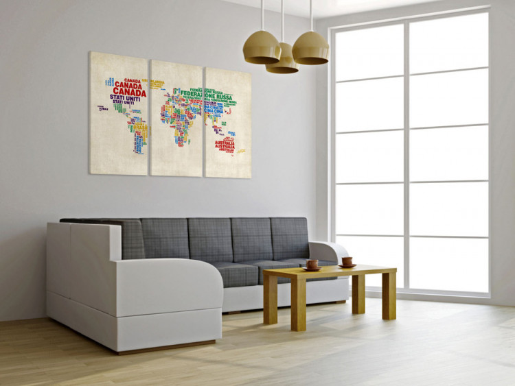 Canvas Italian names of countries in vivid colors - triptych 55358 additionalImage 3
