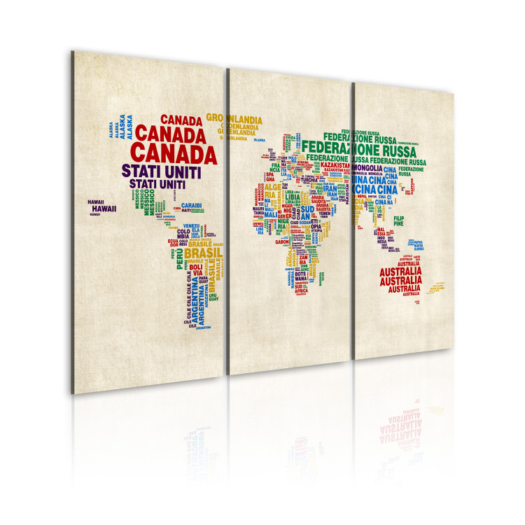 Canvas Italian names of countries in vivid colors - triptych 55358 additionalImage 2
