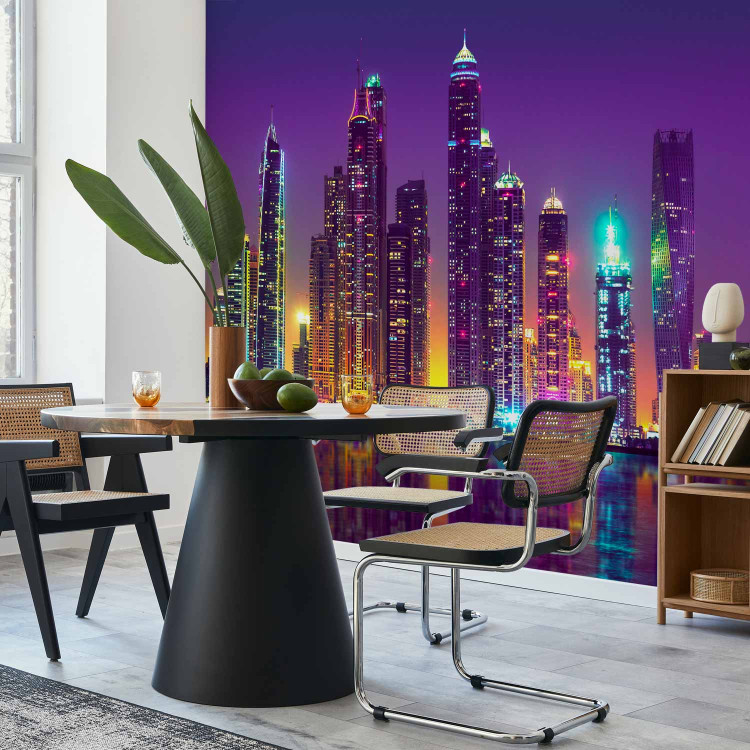 Wall Mural Purple nights Dubai - panorama with skyscrapers and reflection in water 90558 additionalImage 7