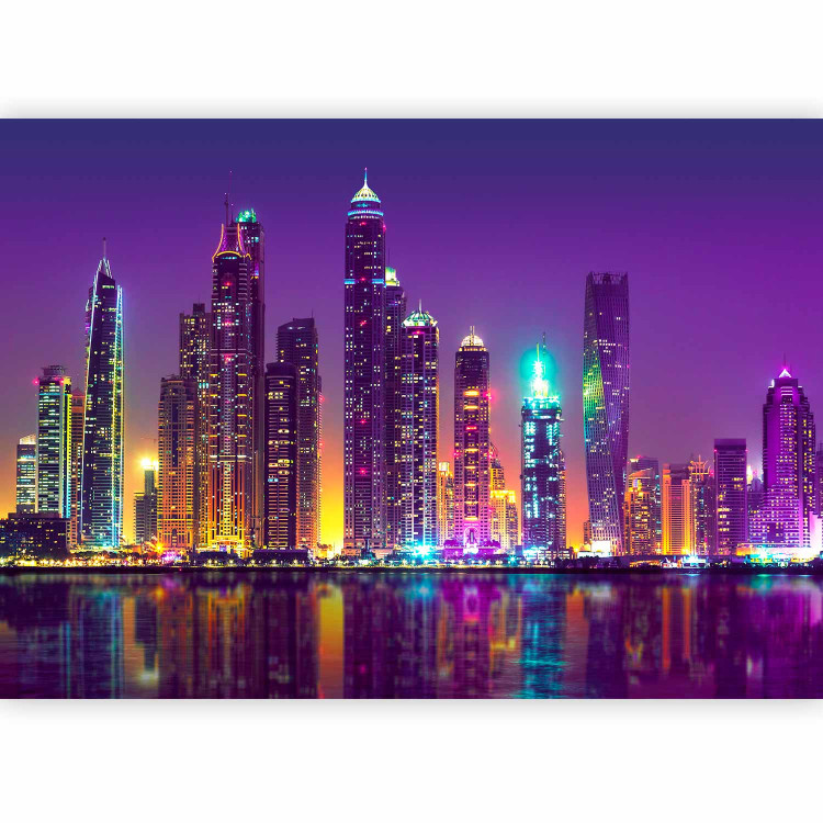 Wall Mural Purple nights Dubai - panorama with skyscrapers and reflection in water 90558 additionalImage 5