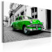 Canvas Art Print Green Cuban Car (1-piece) - Black and White Cityscape with Car 93958 additionalThumb 2