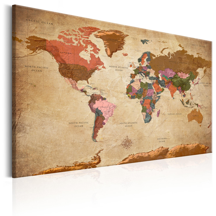 Canvas Art Print World Map: Brown Elegance 96058 additionalImage 2