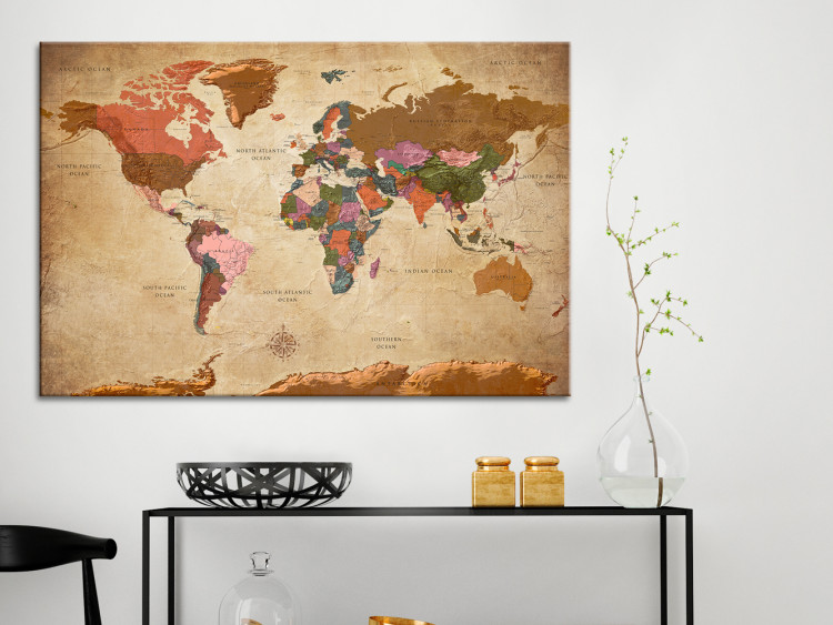 Canvas Art Print World Map: Brown Elegance 96058 additionalImage 3