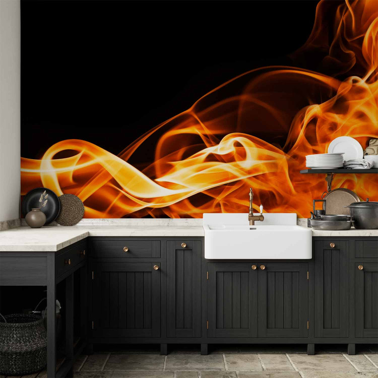 Photo Wallpaper Fire - an abstraction with a motif of orange glow on a black background 96758 additionalImage 6