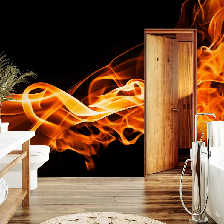 Photo Wallpaper Fire - an abstraction with a motif of orange glow on a black background 96758 additionalImage 8
