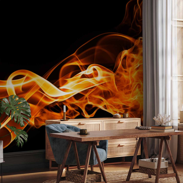 Photo Wallpaper Fire - an abstraction with a motif of orange glow on a black background 96758 additionalImage 4
