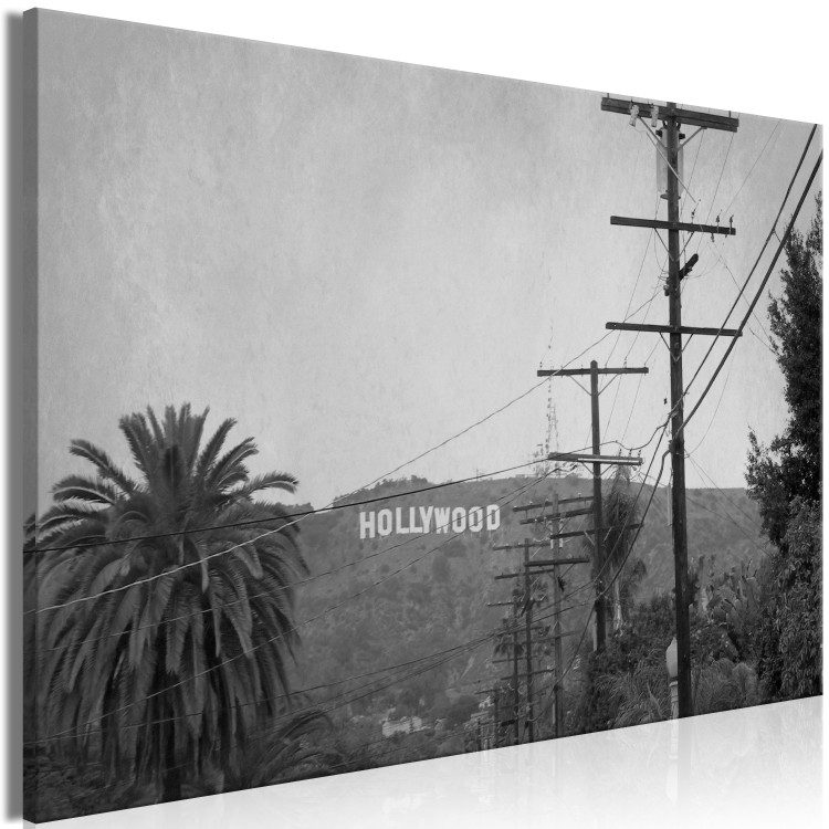 Canvas Art Print Hollywood Mountain Photography (1-part) - Black and White City USA 116368 additionalImage 2