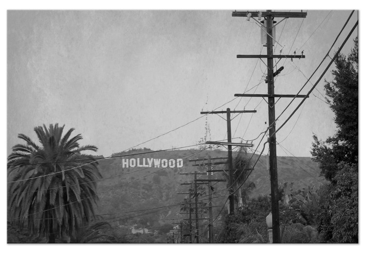 Canvas Art Print Hollywood Mountain Photography (1-part) - Black and White City USA 116368