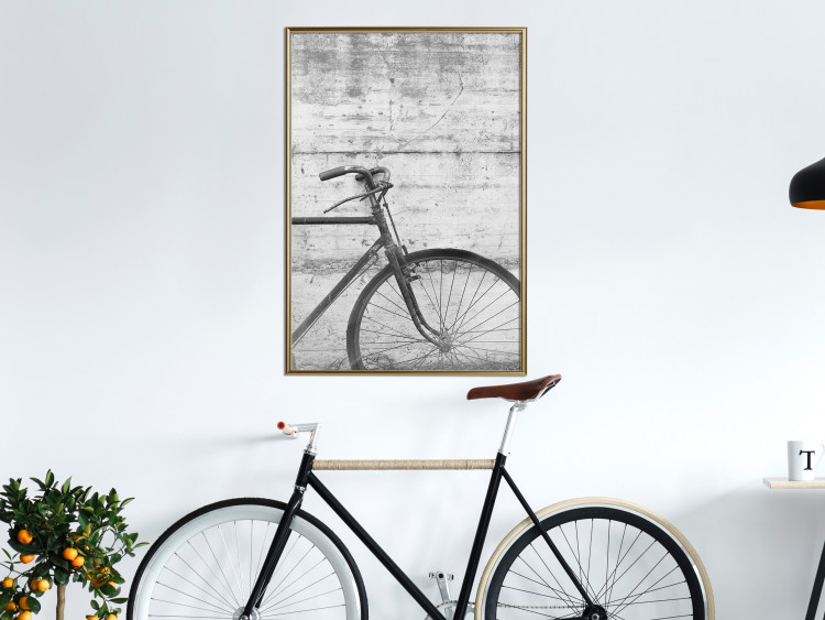 Poster Bike and Concrete - black and white composition with a retro-style bicycle 116968 additionalImage 7