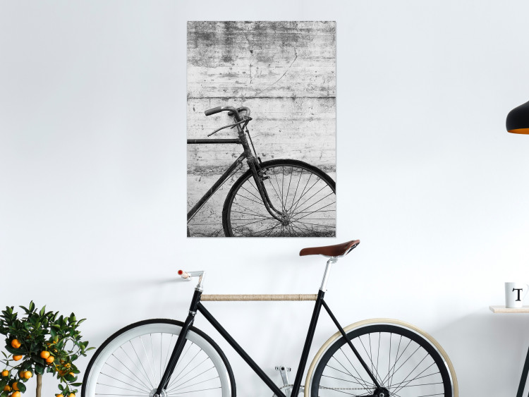 Poster Bike and Concrete - black and white composition with a retro-style bicycle 116968 additionalImage 22