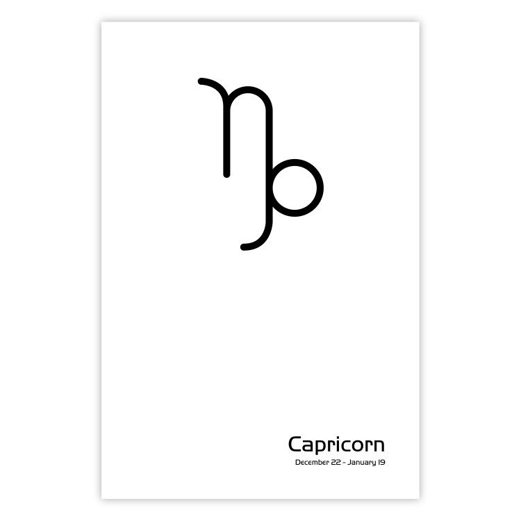 Wall Poster Capricorn - black and white composition with zodiac sign and text 117068