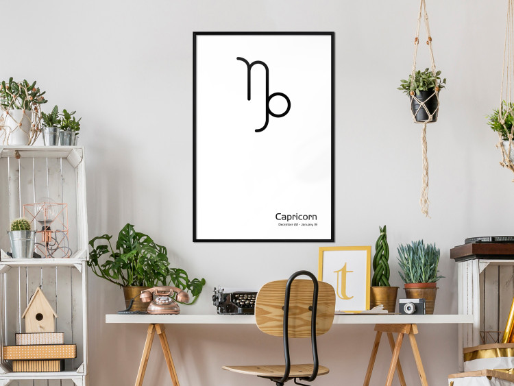 Wall Poster Capricorn - black and white composition with zodiac sign and text 117068 additionalImage 5