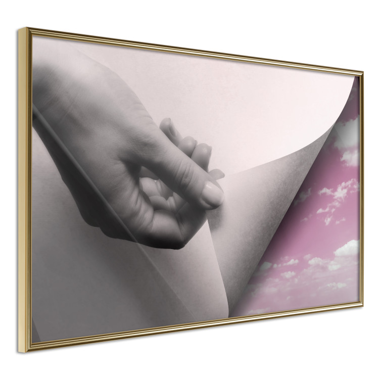 Wall Poster Next Page - composition with a hand and a landscape of pink sky 117168 additionalImage 12