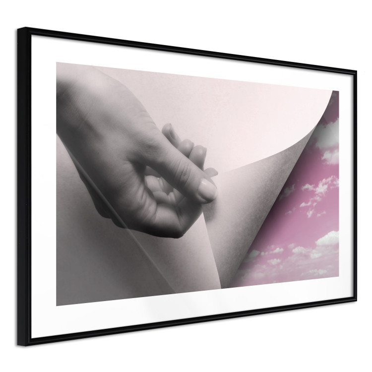Wall Poster Next Page - composition with a hand and a landscape of pink sky 117168 additionalImage 11