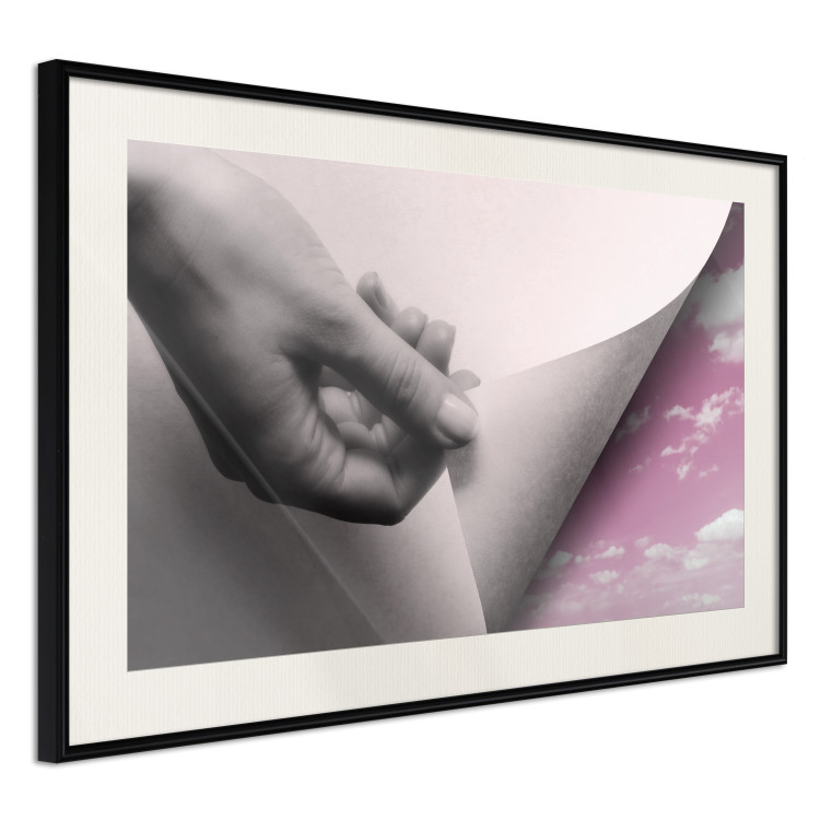 Wall Poster Next Page - composition with a hand and a landscape of pink sky 117168 additionalImage 3