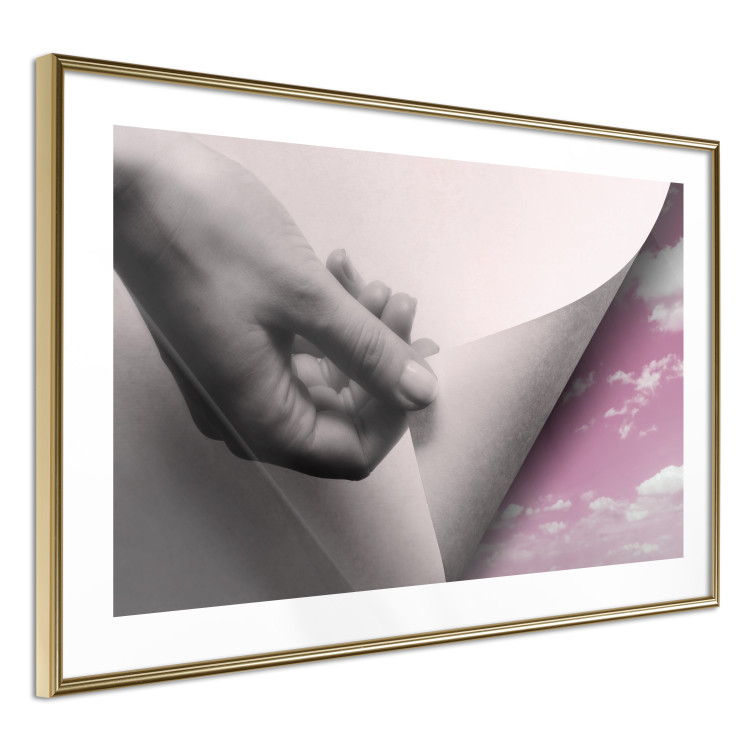 Wall Poster Next Page - composition with a hand and a landscape of pink sky 117168 additionalImage 6