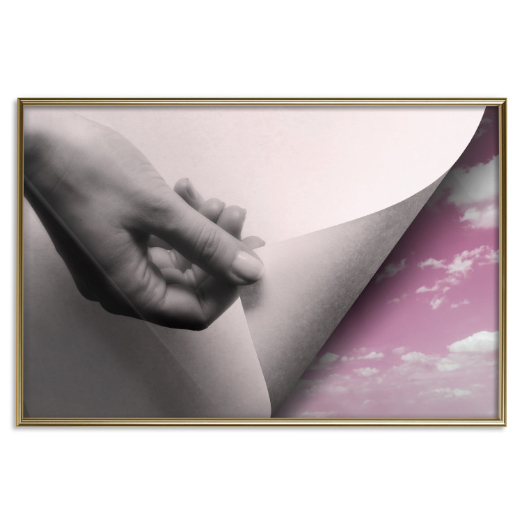 Wall Poster Next Page - composition with a hand and a landscape of pink sky 117168 additionalImage 16