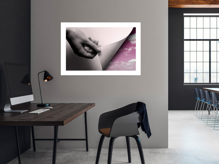 Wall Poster Next Page - composition with a hand and a landscape of pink sky 117168 additionalImage 4