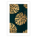 Poster Golden Luxury Leaves - glamorous composition in emerald background and plants 117568 additionalThumb 22