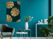 Poster Golden Luxury Leaves - glamorous composition in emerald background and plants 117568 additionalThumb 16