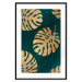 Poster Golden Luxury Leaves - glamorous composition in emerald background and plants 117568 additionalThumb 27