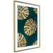 Poster Golden Luxury Leaves - glamorous composition in emerald background and plants 117568 additionalThumb 8