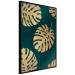 Poster Golden Luxury Leaves - glamorous composition in emerald background and plants 117568 additionalThumb 12