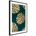 Poster Golden Luxury Leaves - glamorous composition in emerald background and plants 117568 additionalThumb 13