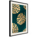 Poster Golden Luxury Leaves - glamorous composition in emerald background and plants 117568 additionalThumb 3