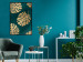Poster Golden Luxury Leaves - glamorous composition in emerald background and plants 117568 additionalThumb 5