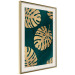 Poster Golden Luxury Leaves - glamorous composition in emerald background and plants 117568 additionalThumb 2