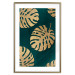 Poster Golden Luxury Leaves - glamorous composition in emerald background and plants 117568 additionalThumb 20
