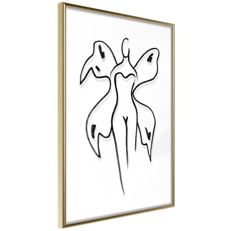 Poster Butterfly Woman - black and white line art with a female silhouette and wings 119268 additionalImage 14