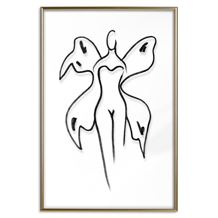 Poster Butterfly Woman - black and white line art with a female silhouette and wings 119268 additionalImage 20