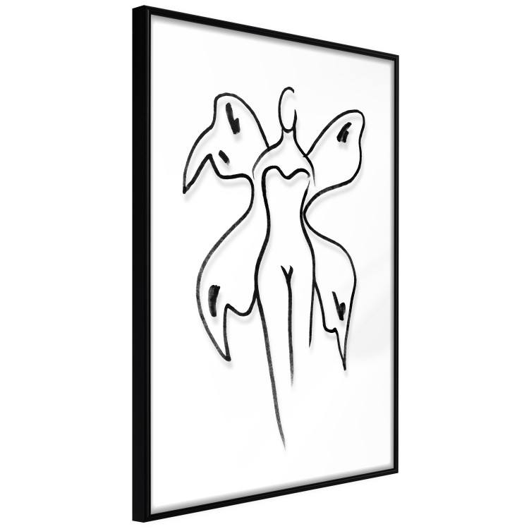 Poster Butterfly Woman - black and white line art with a female silhouette and wings 119268 additionalImage 12