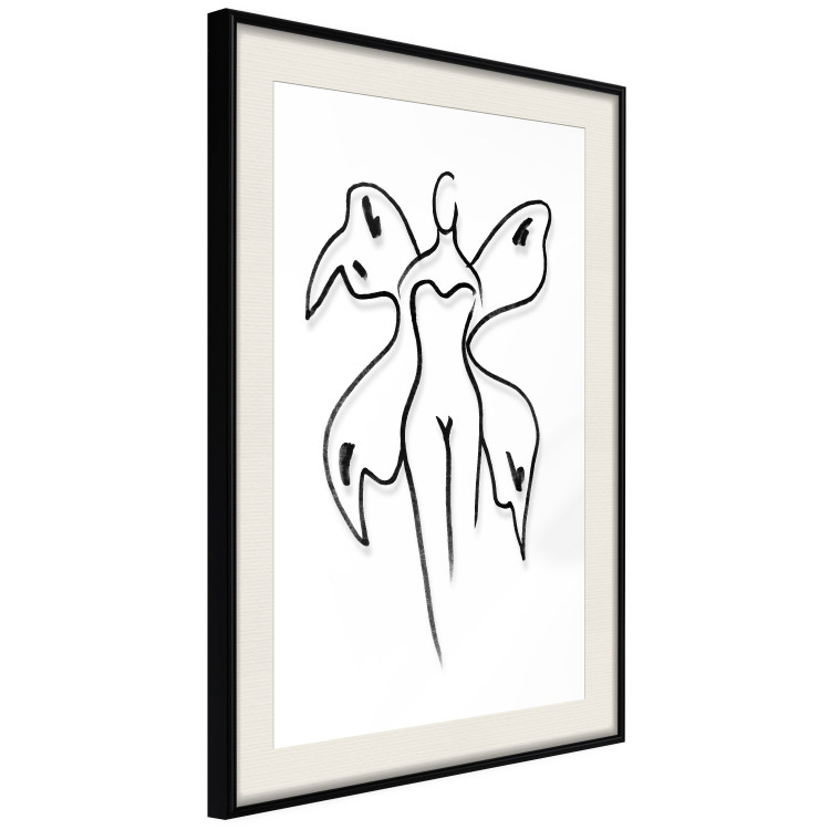 Poster Butterfly Woman - black and white line art with a female silhouette and wings 119268 additionalImage 3