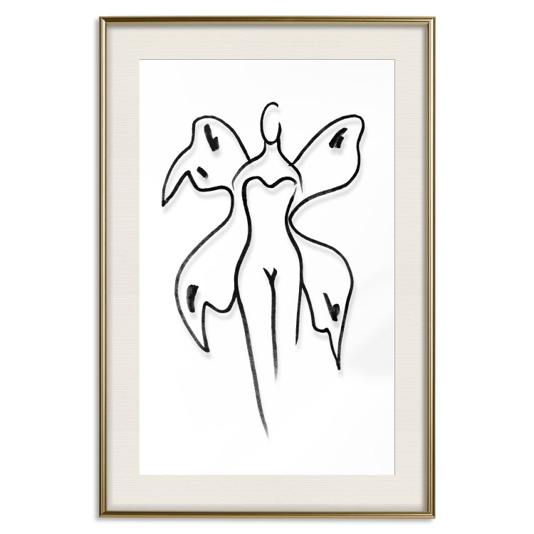 Poster Butterfly Woman - black and white line art with a female silhouette and wings 119268 additionalImage 19