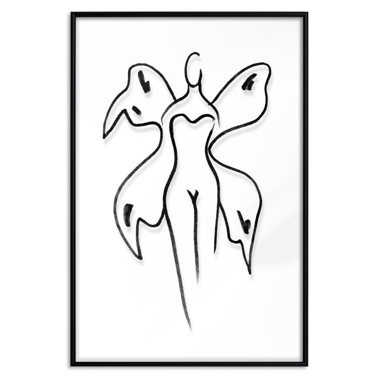 Poster Butterfly Woman - black and white line art with a female silhouette and wings 119268 additionalImage 24