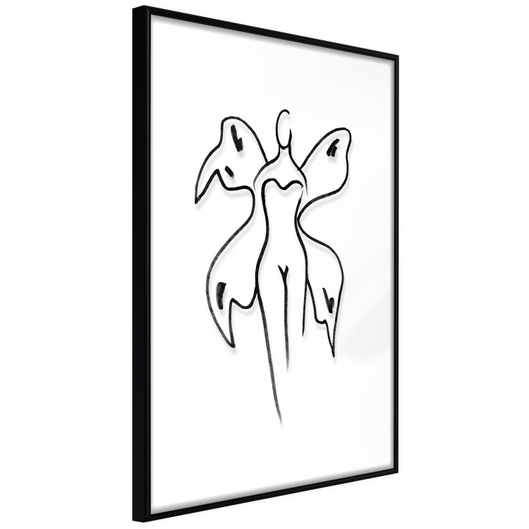 Poster Butterfly Woman - black and white line art with a female silhouette and wings 119268 additionalImage 13