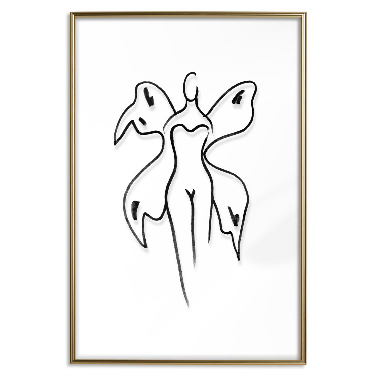 Poster Butterfly Woman - black and white line art with a female silhouette and wings 119268 additionalImage 16