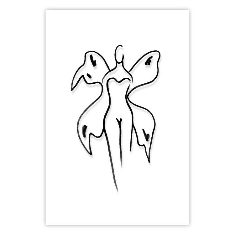 Poster Butterfly Woman - black and white line art with a female silhouette and wings 119268 additionalImage 25