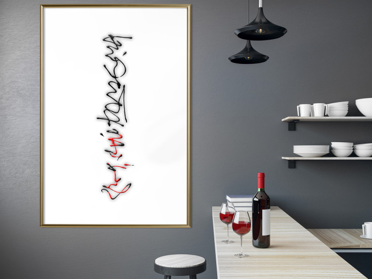 Wall Poster Calligraphy - abstract composition with a vertical blurry inscription 120468 additionalImage 13