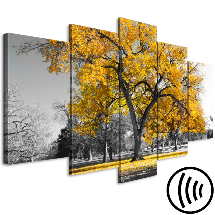 Canvas Art Print Autumn in the Park (5 Parts) Wide Gold 122768 additionalImage 6
